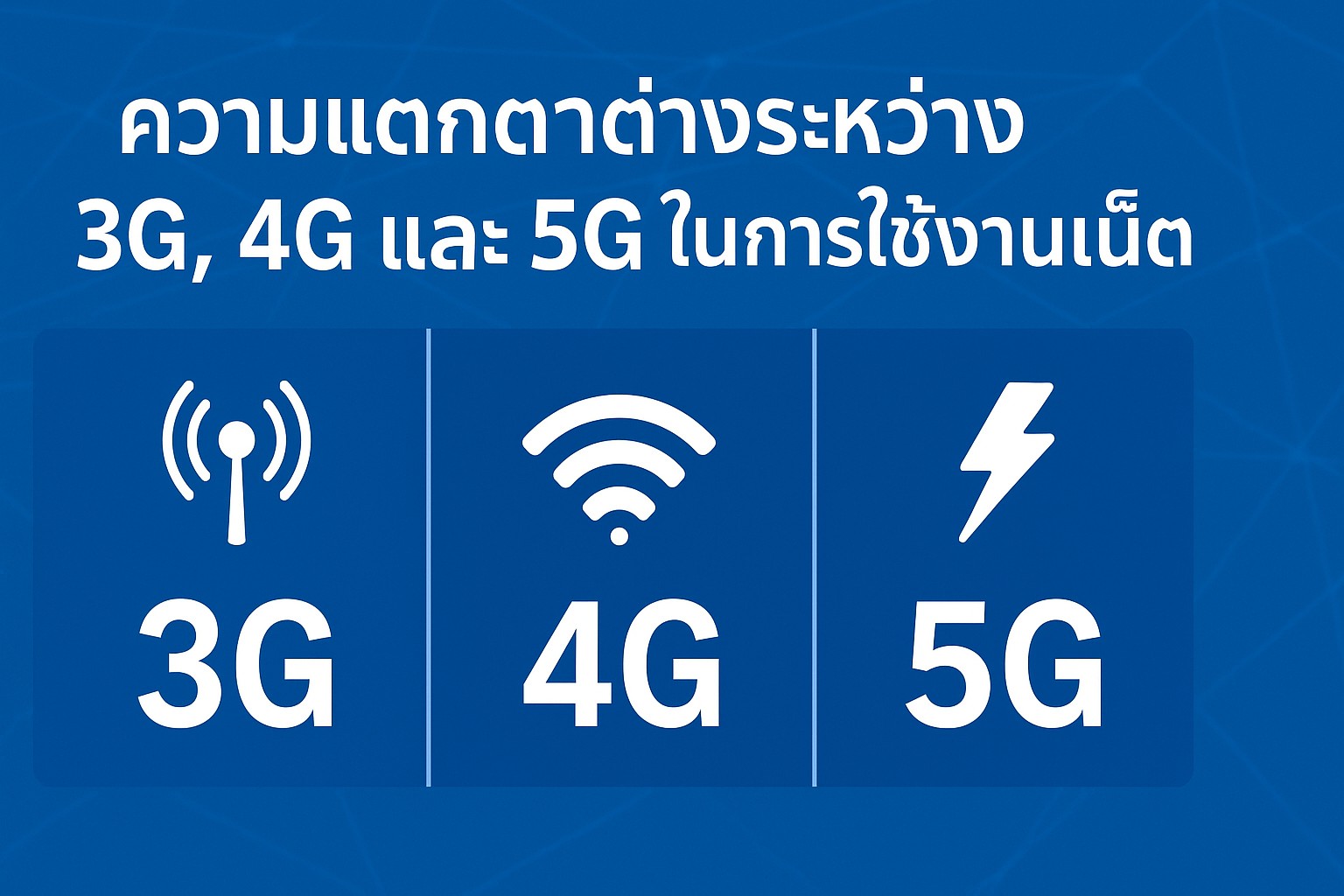ความแตกต่างระหว่าง 3G, 4G และ 5G ในการใช้งานเน็ต: เข้าใจง่าย พร้อมตัวอย่างการใช้งานจริง